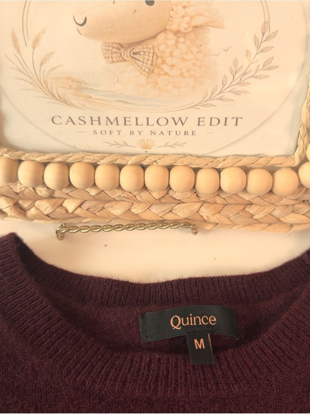 🍷 Quince 100% Cashmere Crewneck Sweater • Rich Burgundy • Medium - Picture 6 of 7